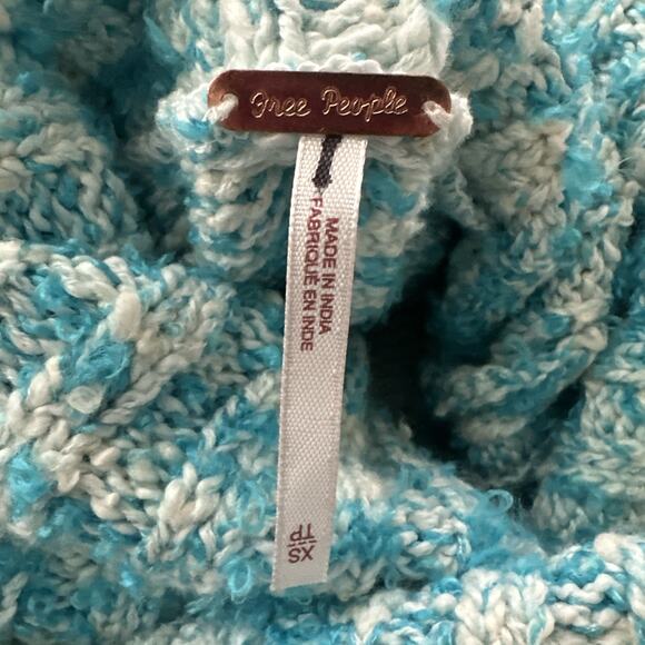 Free People Sweater Dress Womens XS Blue Ice Castle Winter Storm Tunic Oversized - Picture 6 of 10